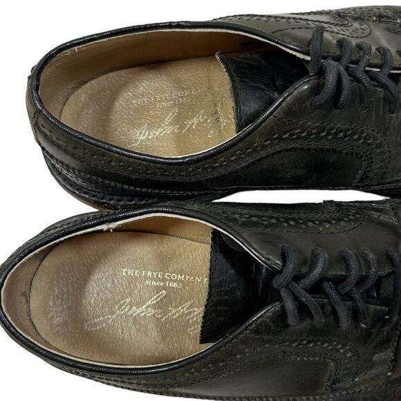Frye John A. James Wingtip Distressed Black Leather Oxford Dress Shoe Size 8.5 D - Picture 4 of 8